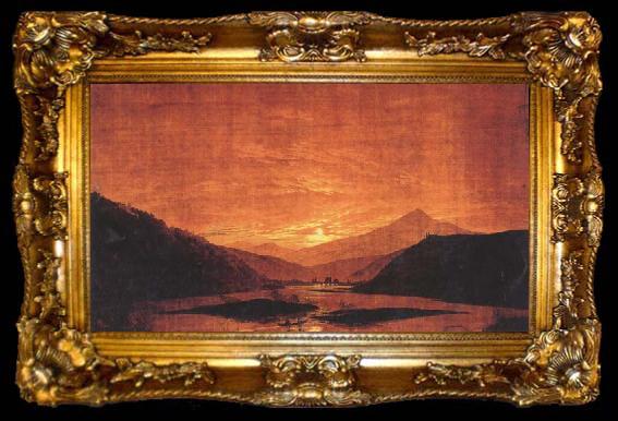 framed  Caspar David Friedrich Mountainous River Landscape (mk45), ta009-2